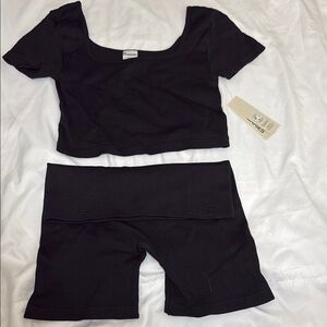 Black Ribbed Two-Piece Set